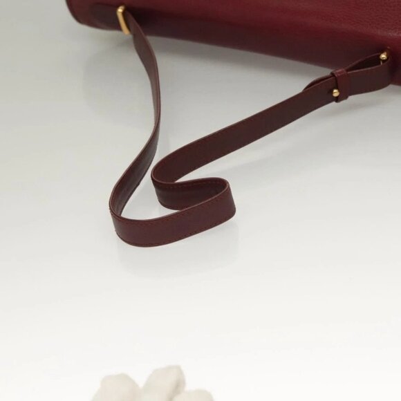CARTIER Briefcase Leather Bordeaux Gold Auth - Picture 8 of 16